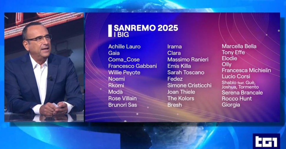 Festival di Sanremo, ecco i 30 big in gara